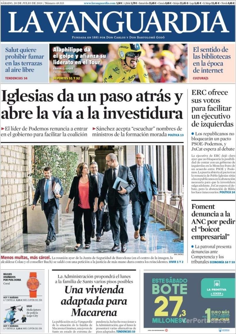 Portada La Vanguardia 2019-07-21
