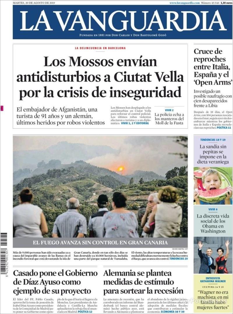 Portada La Vanguardia 2019-08-21
