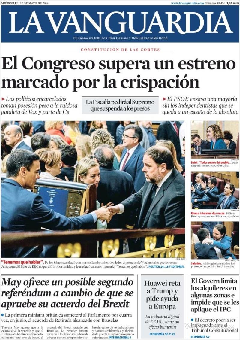 Portada La Vanguardia 2019-05-23