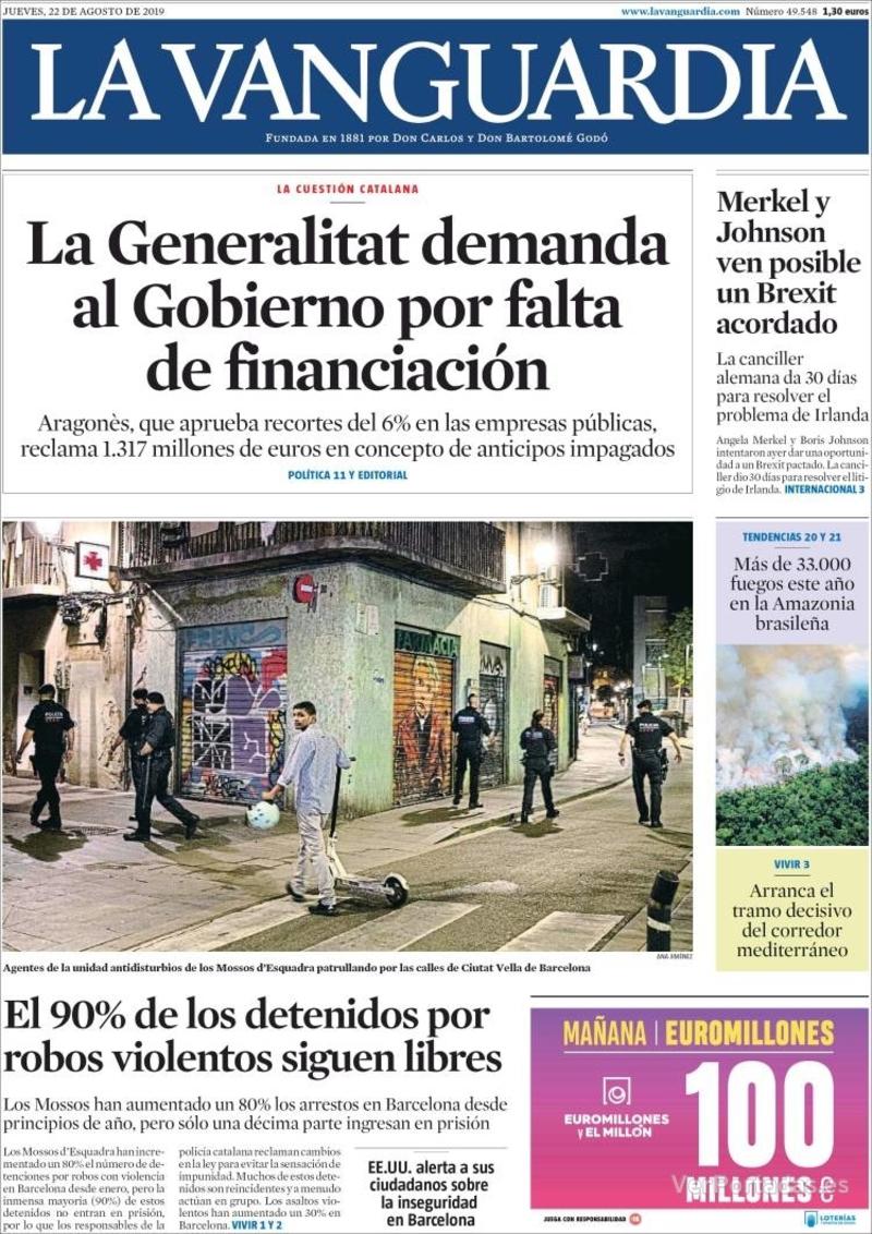 Portada La Vanguardia 2019-08-23