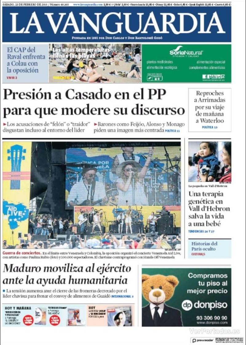 Portada La Vanguardia 2019-02-24