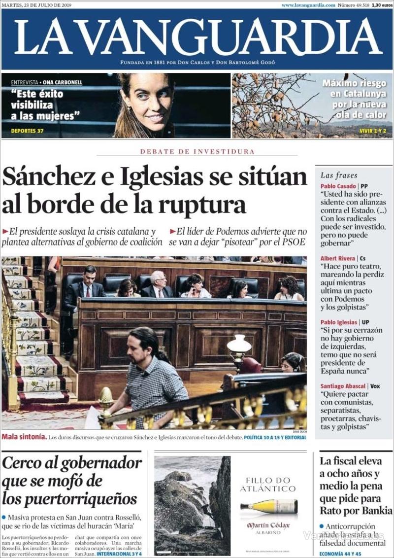 Portada La Vanguardia 2019-07-24