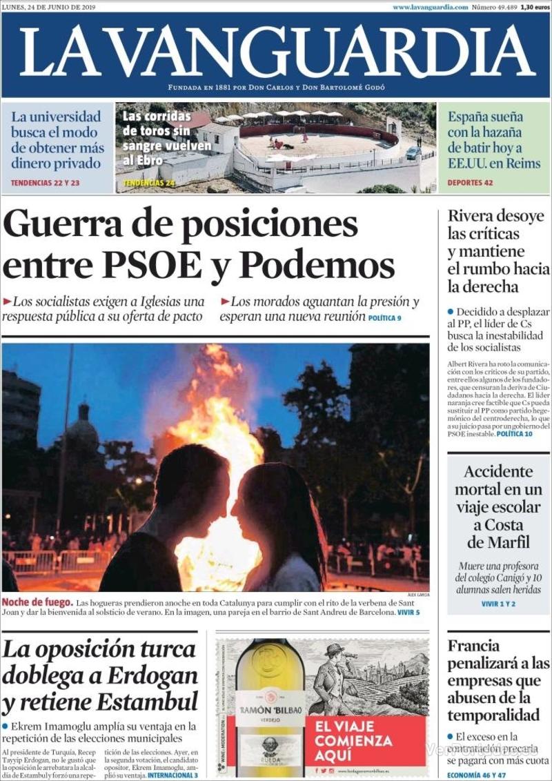 Portada La Vanguardia 2019-06-25