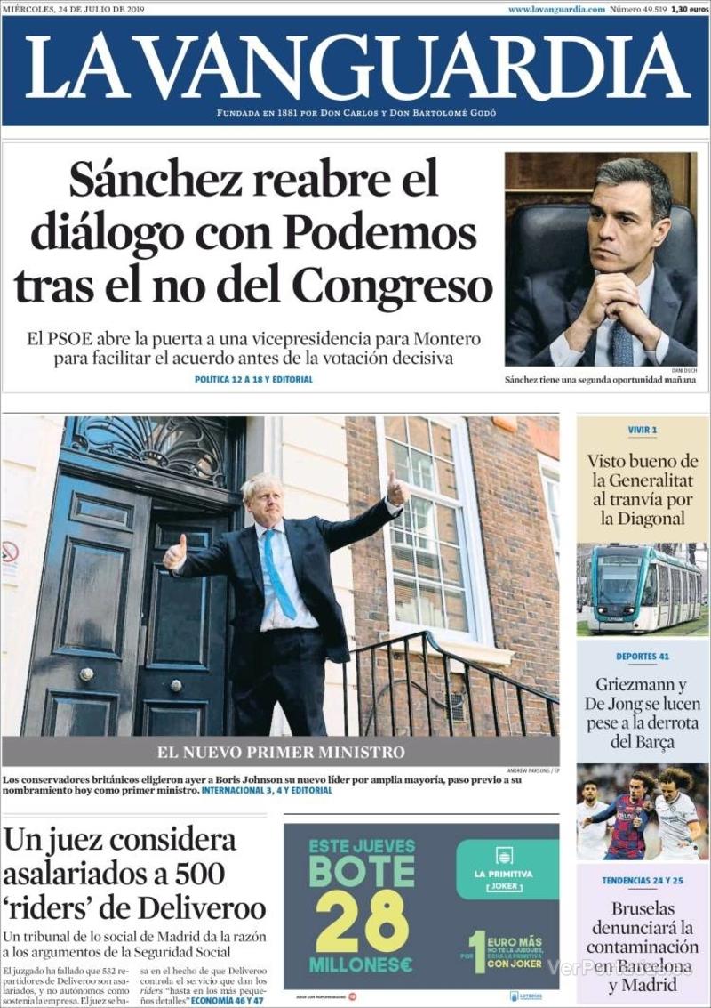 Portada La Vanguardia 2019-07-25