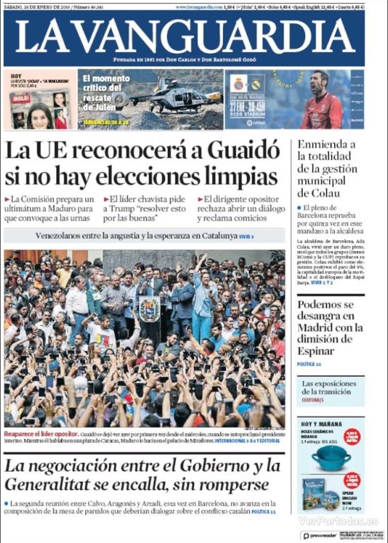 Portada La Vanguardia 2019-01-27