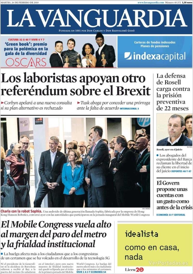 Portada La Vanguardia 2019-02-27