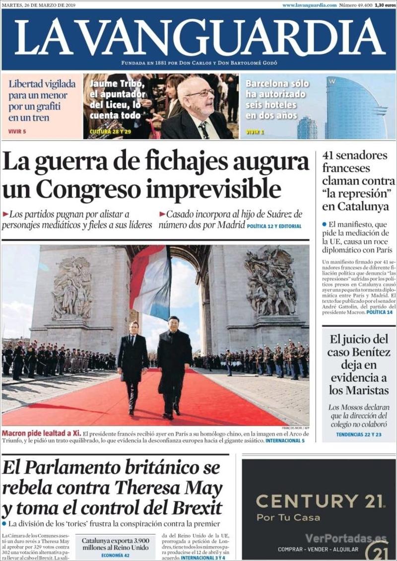 Portada La Vanguardia 2019-03-27