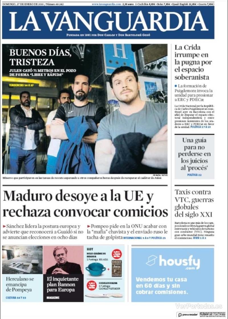 Portada La Vanguardia 2019-01-28