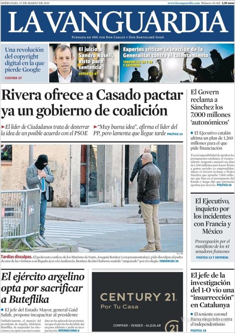 Portada La Vanguardia 2019-03-28