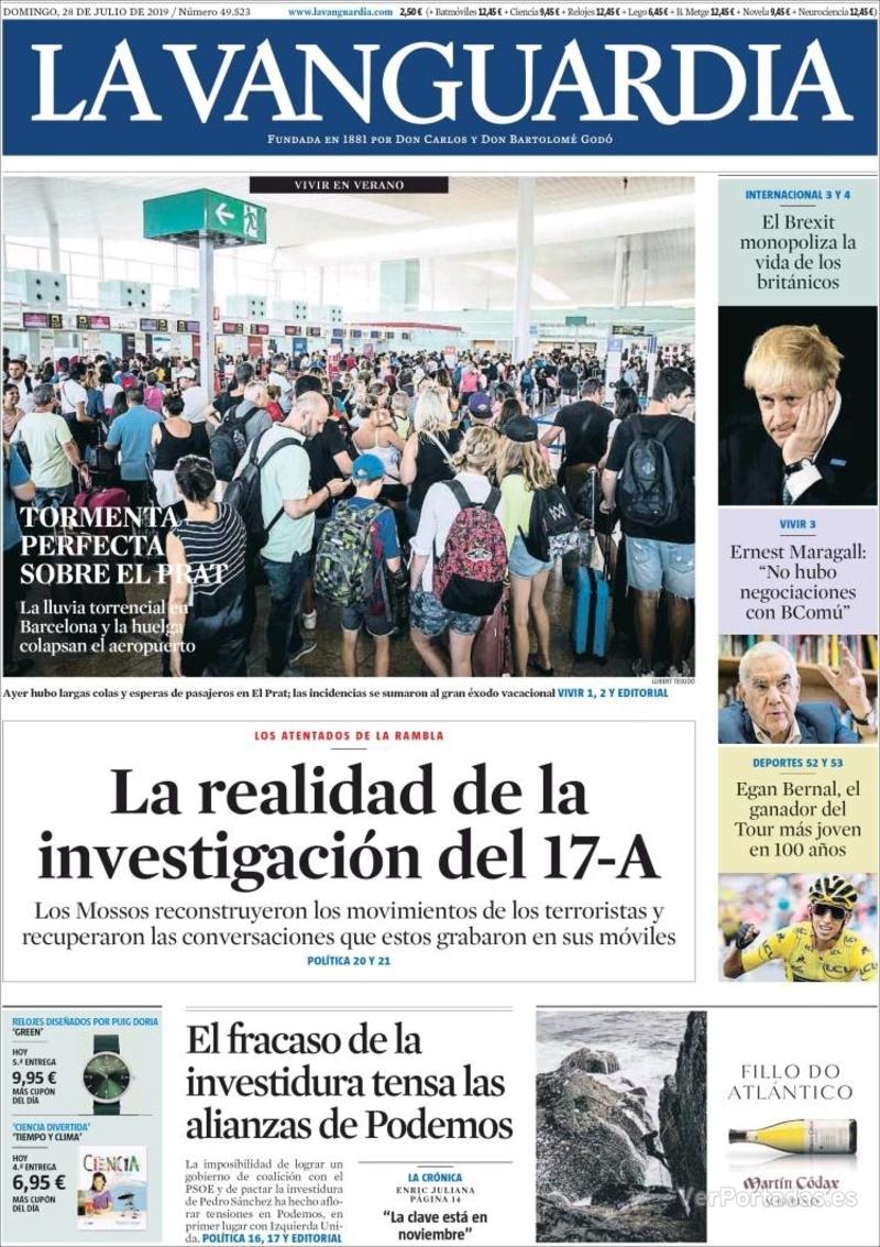 Portada La Vanguardia 2019-07-29