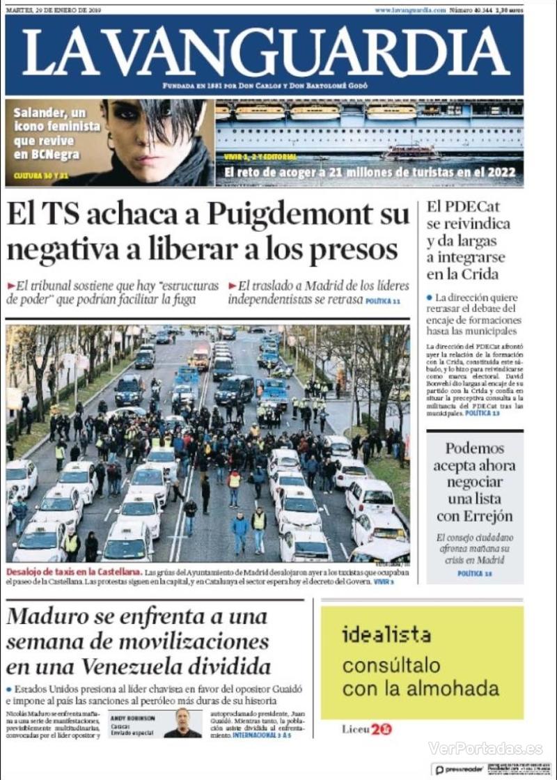 Portada La Vanguardia 2019-01-30