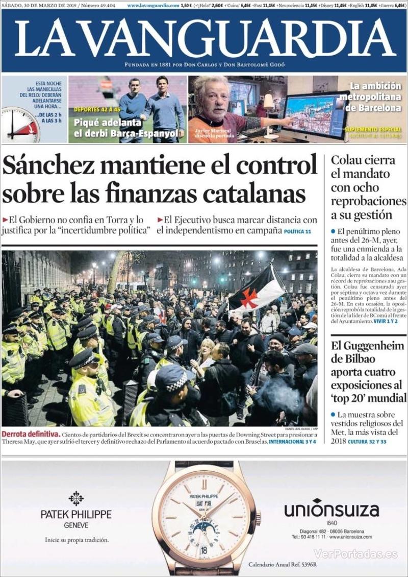 Portada La Vanguardia 2019-03-31