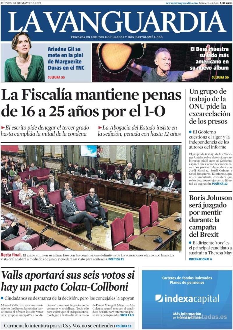Portada La Vanguardia 2019-05-31