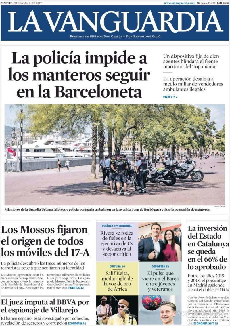 Portada La Vanguardia 2019-07-31