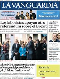 Portada La Vanguardia 2019-02-26