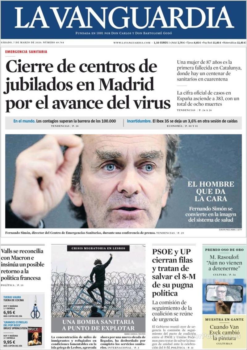 Portada La Vanguardia 2020-03-08