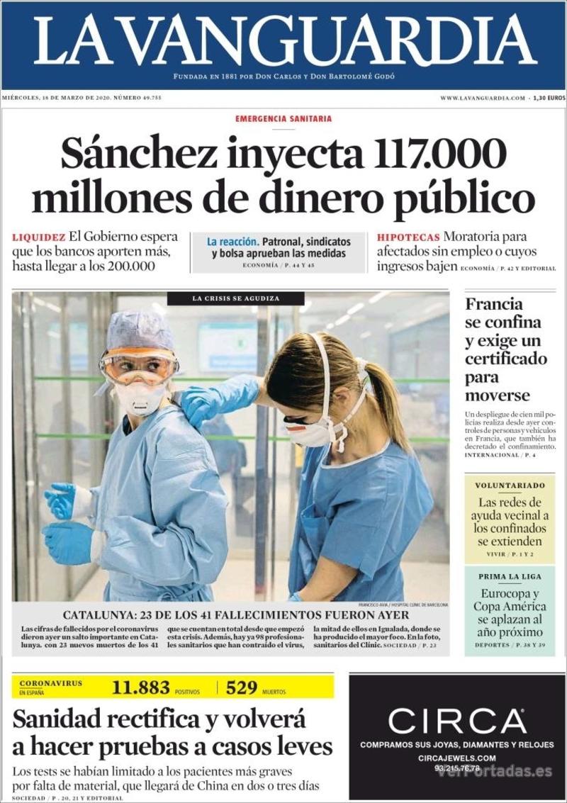 Portada La Vanguardia 2020-03-19