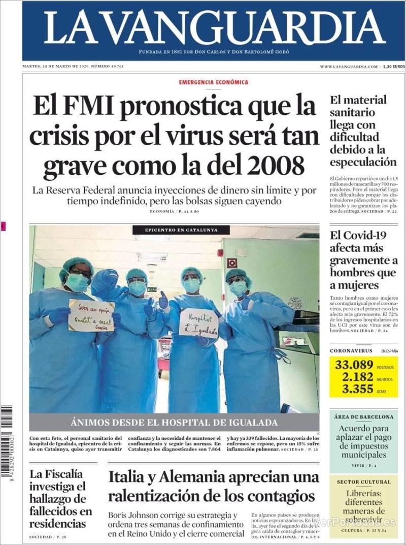 Portada La Vanguardia 2020-03-25