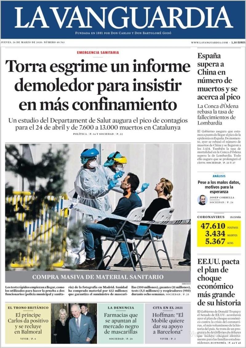 Portada La Vanguardia 2020-03-27