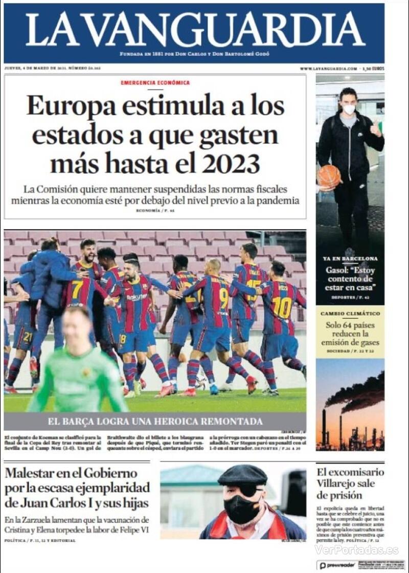 Portada La Vanguardia 2021-03-05