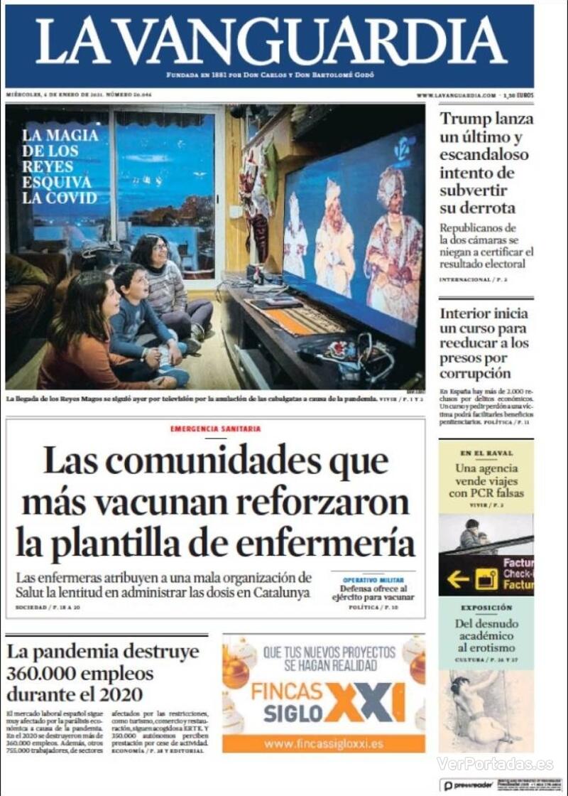 Portada La Vanguardia 2021-01-07