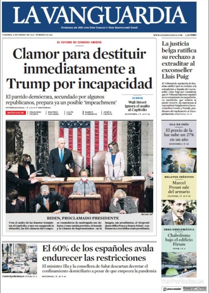 Portada La Vanguardia 2021-01-09