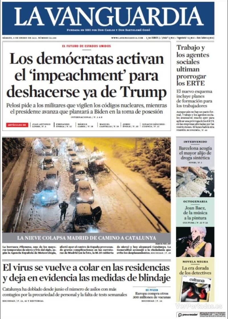 Portada La Vanguardia 2021-01-10