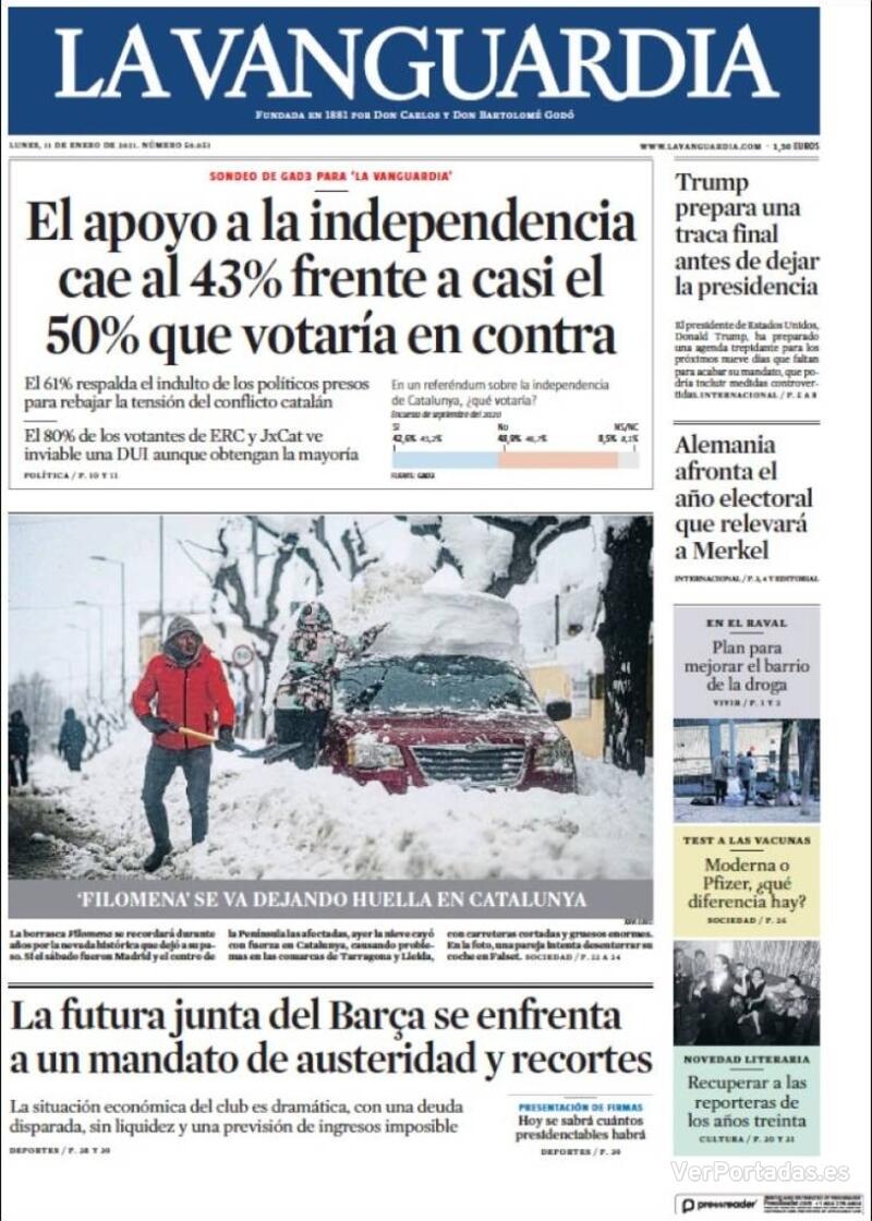 Portada La Vanguardia 2021-01-12