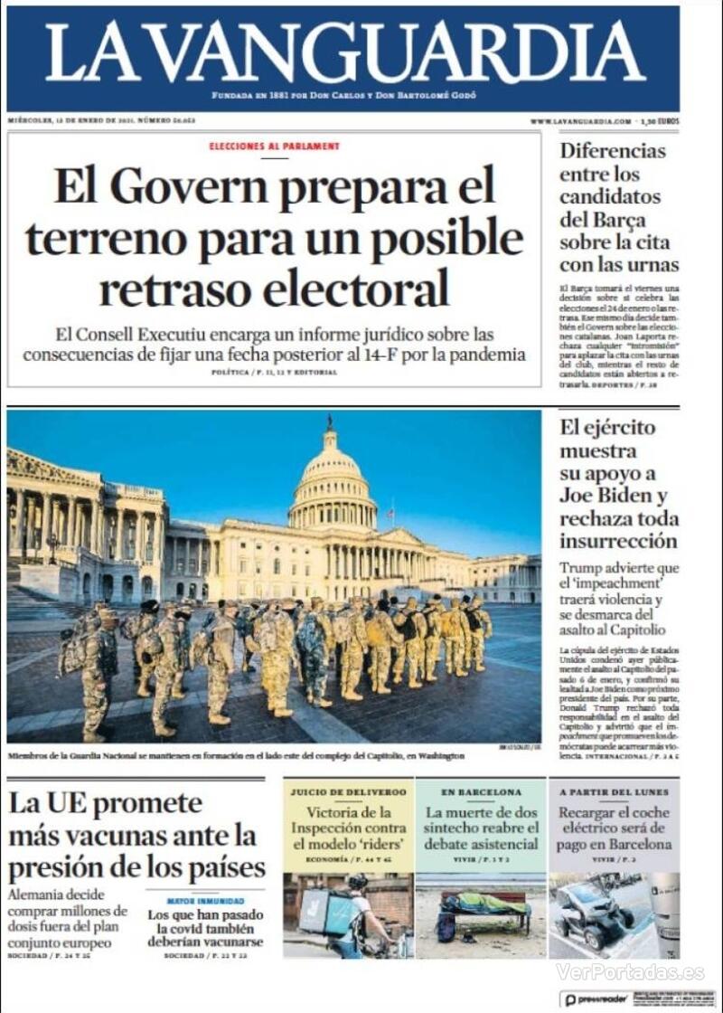 Portada La Vanguardia 2021-01-14