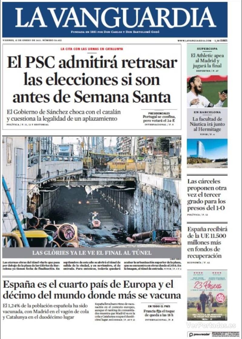 Portada La Vanguardia 2021-01-16