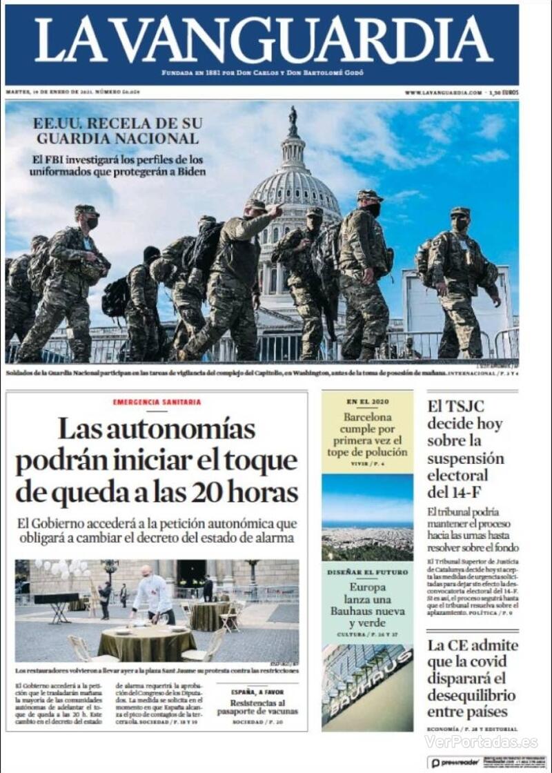 Portada La Vanguardia 2021-01-20