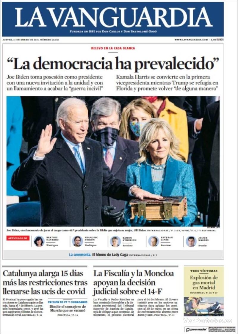 Portada La Vanguardia 2021-01-22