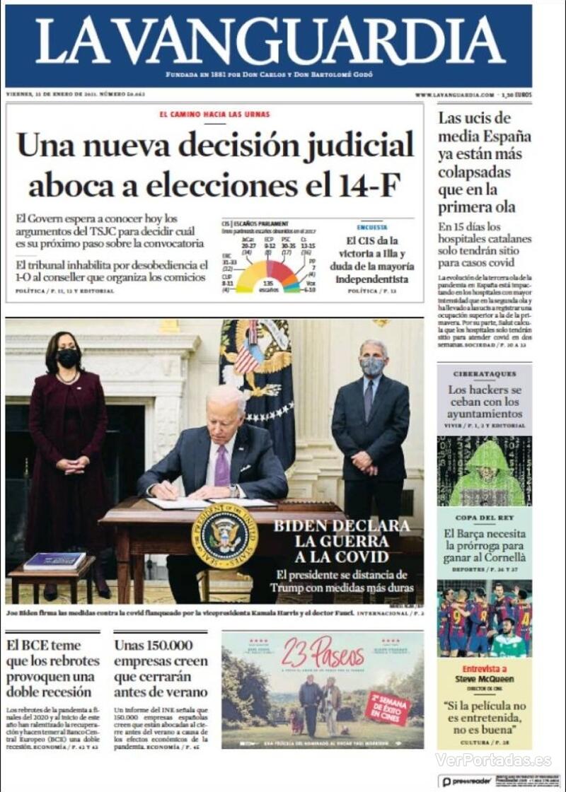 Portada La Vanguardia 2021-01-23