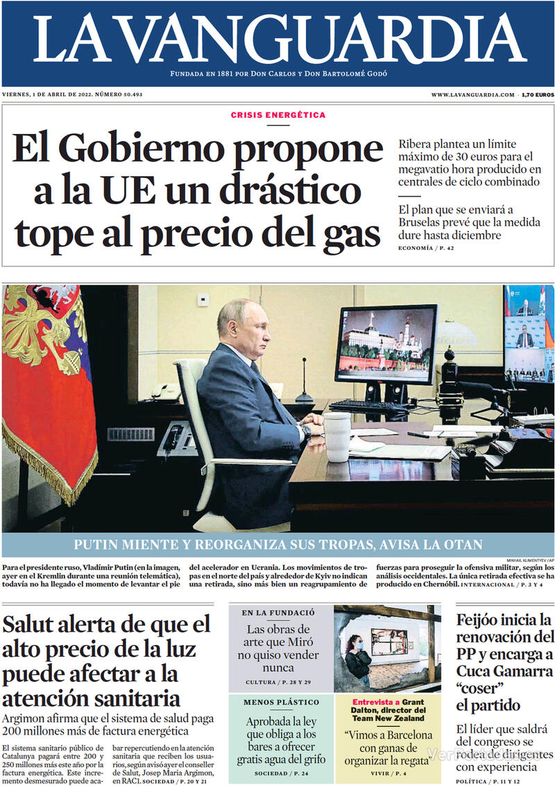 Portada La Vanguardia 2022-04-02