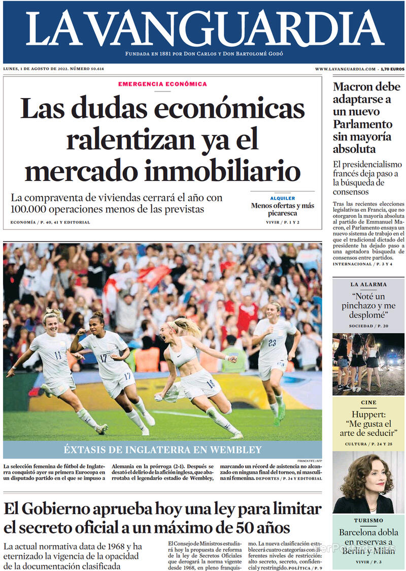 Portada La Vanguardia 2022-08-02