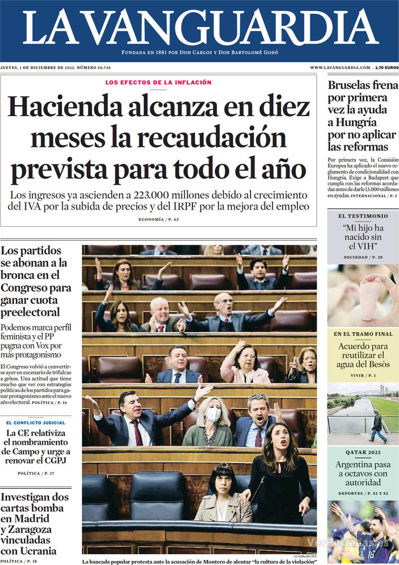 Portada La Vanguardia 2022-12-02