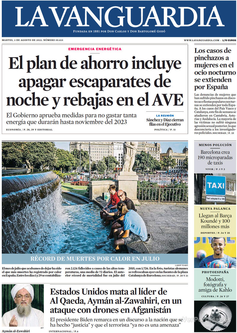 Portada La Vanguardia 2022-08-03