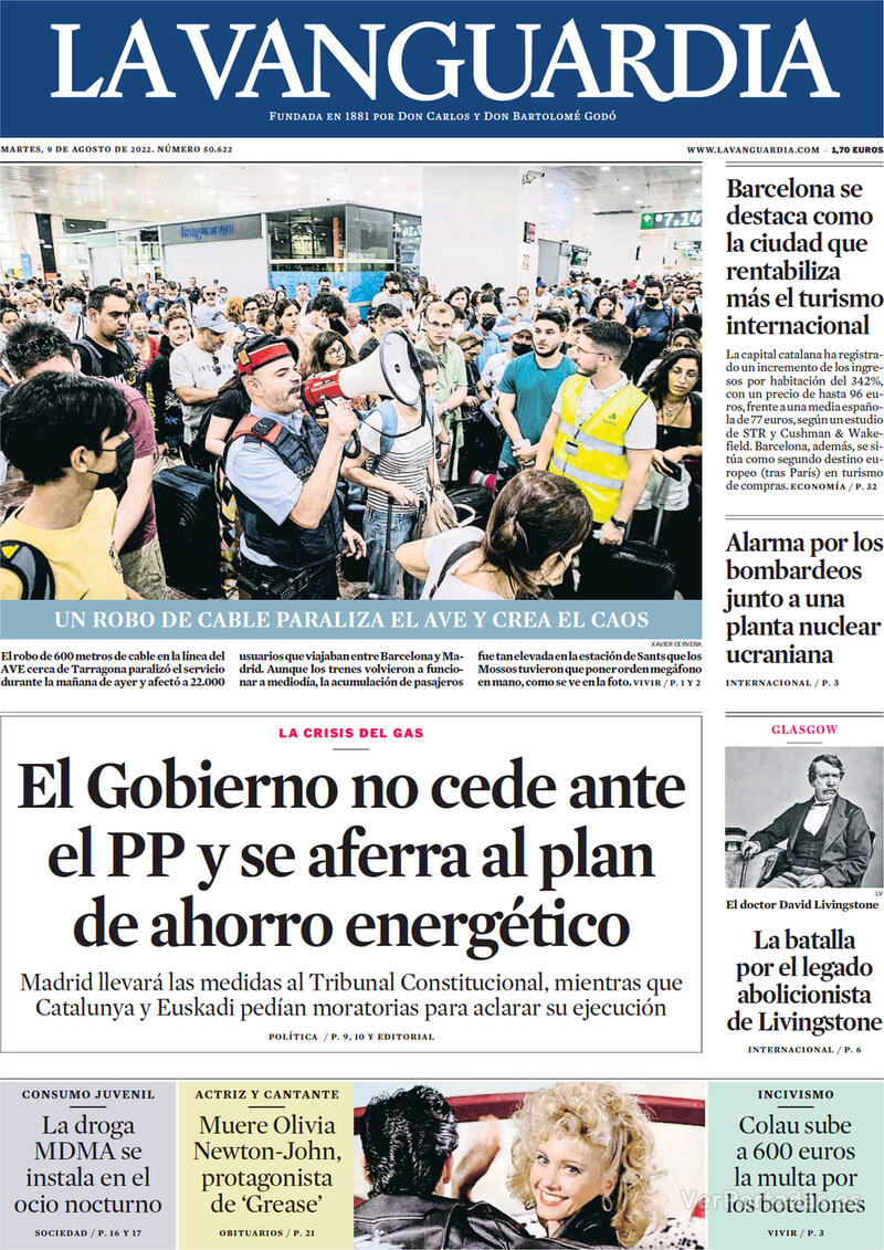 Portada La Vanguardia 2022-08-10