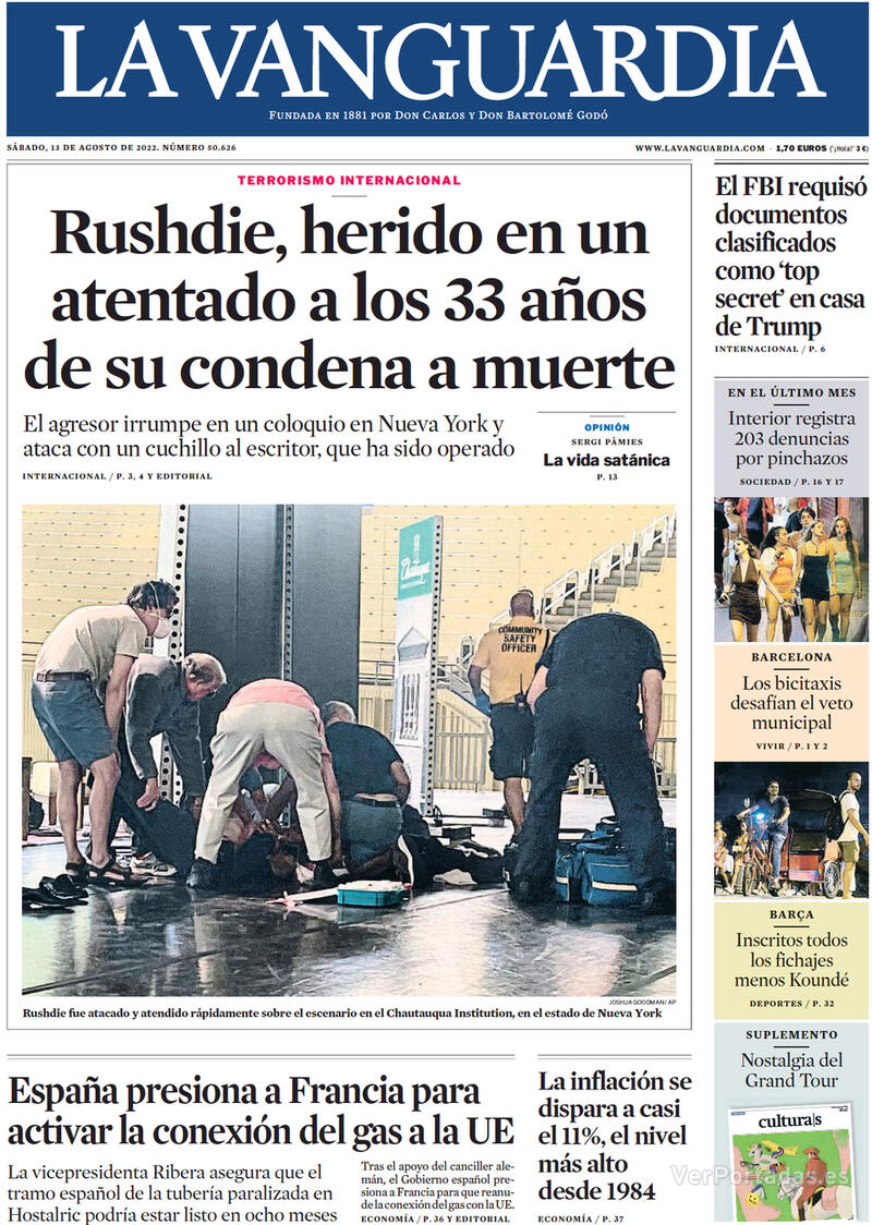 Portada La Vanguardia 2022-08-14