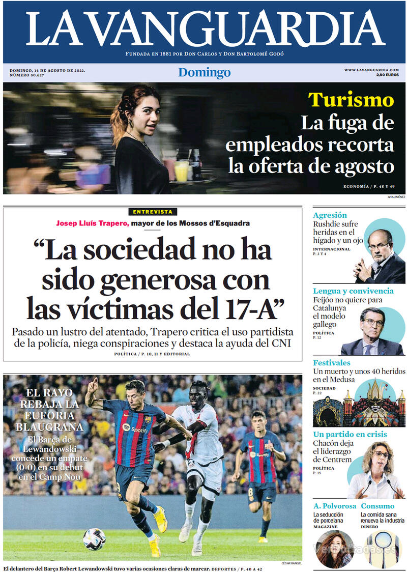 Portada La Vanguardia 2022-08-15