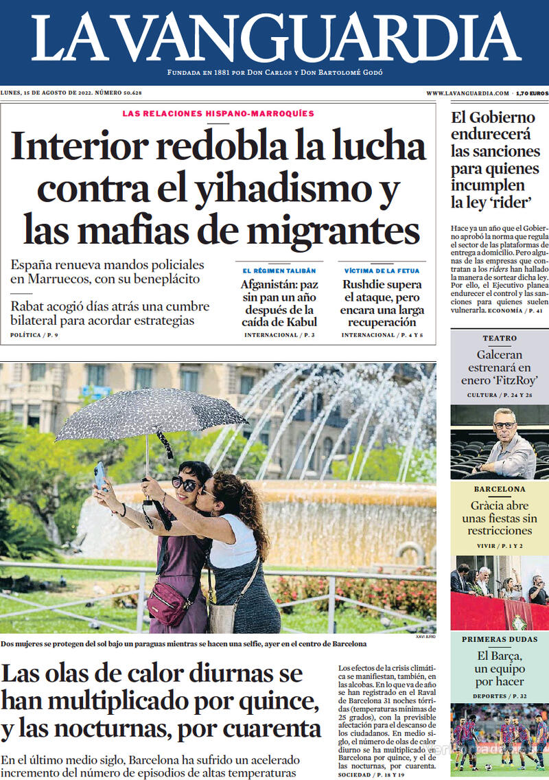 Portada La Vanguardia 2022-08-16