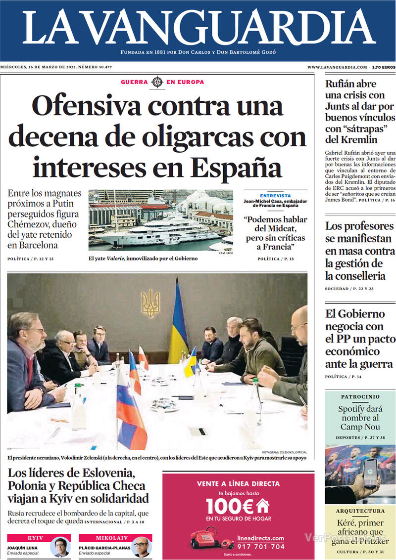 Portada La Vanguardia 2022-03-17