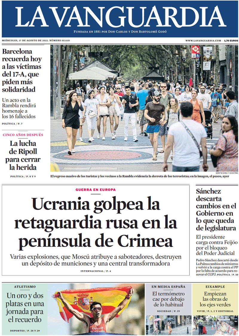 Portada La Vanguardia 2022-08-18