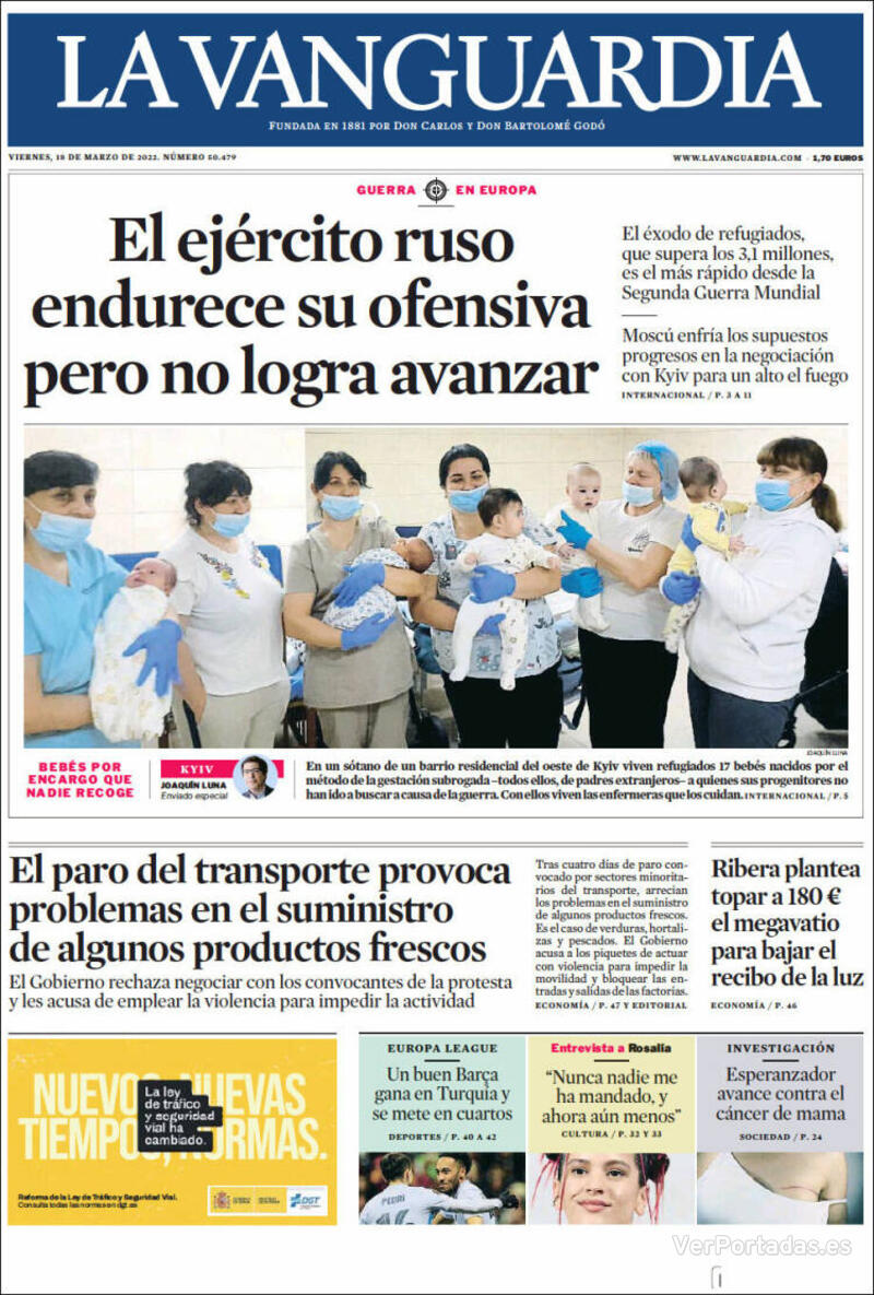 Portada La Vanguardia 2022-03-19