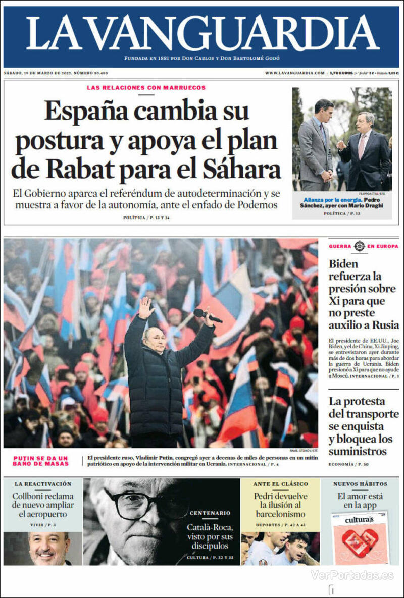 Portada La Vanguardia 2022-03-20