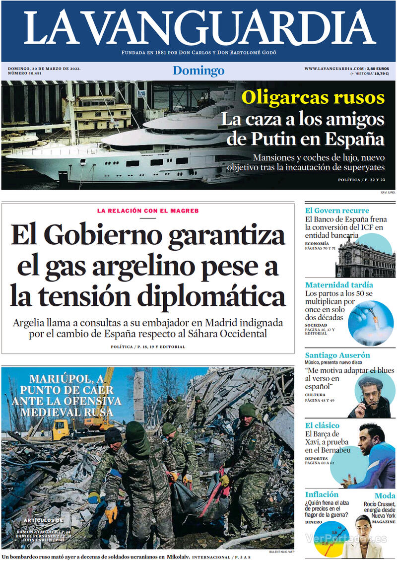 Portada La Vanguardia 2022-03-21