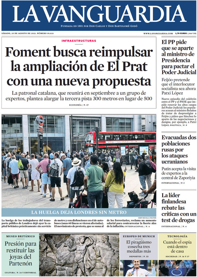 Portada La Vanguardia 2022-08-21