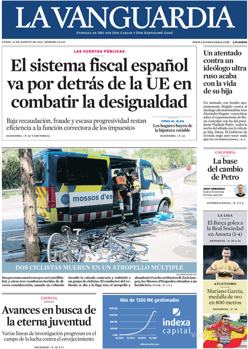 Portada La Vanguardia 2022-08-23