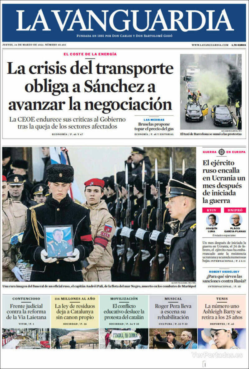 Portada La Vanguardia 2022-03-25