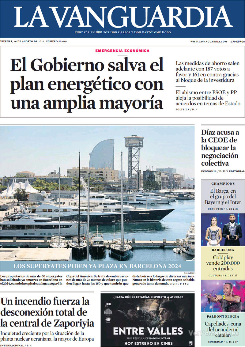 Portada La Vanguardia 2022-08-27